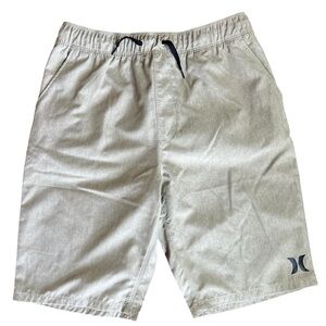 Hurley Boys Large Khaki Hybrid Shorts Elastic Waist Drawstring 12-13Y Beach